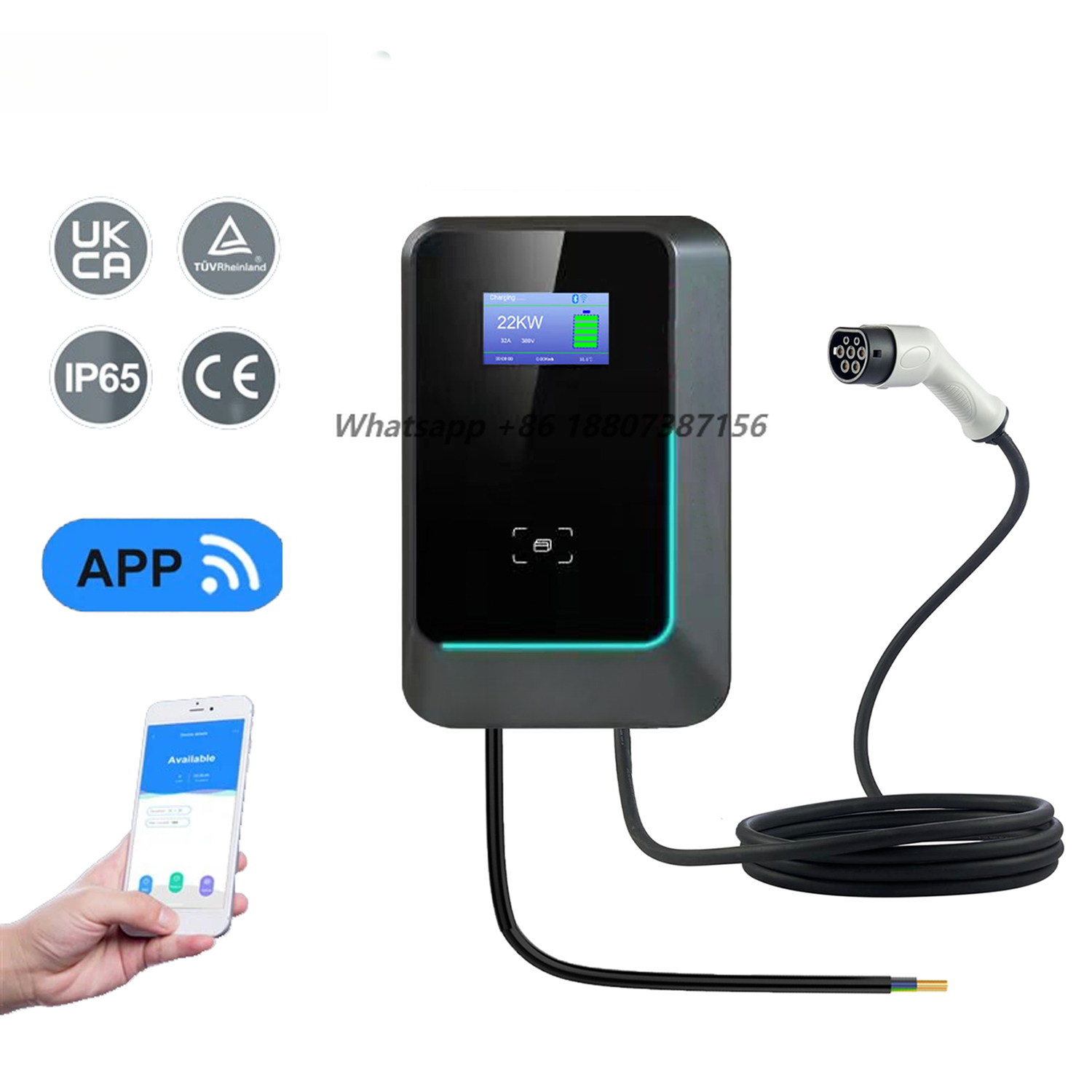 Estação de Carregamento EV AC  - 22Kw Wallbox Type 2 Ocpp Rfid avaliação e preço